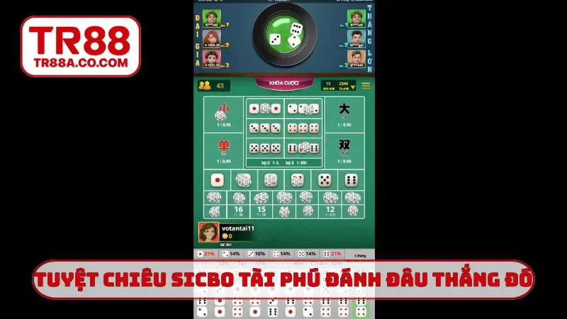Tuyệt chiêu Sicbo Tài Phú TR88 đánh đâu thắng đó